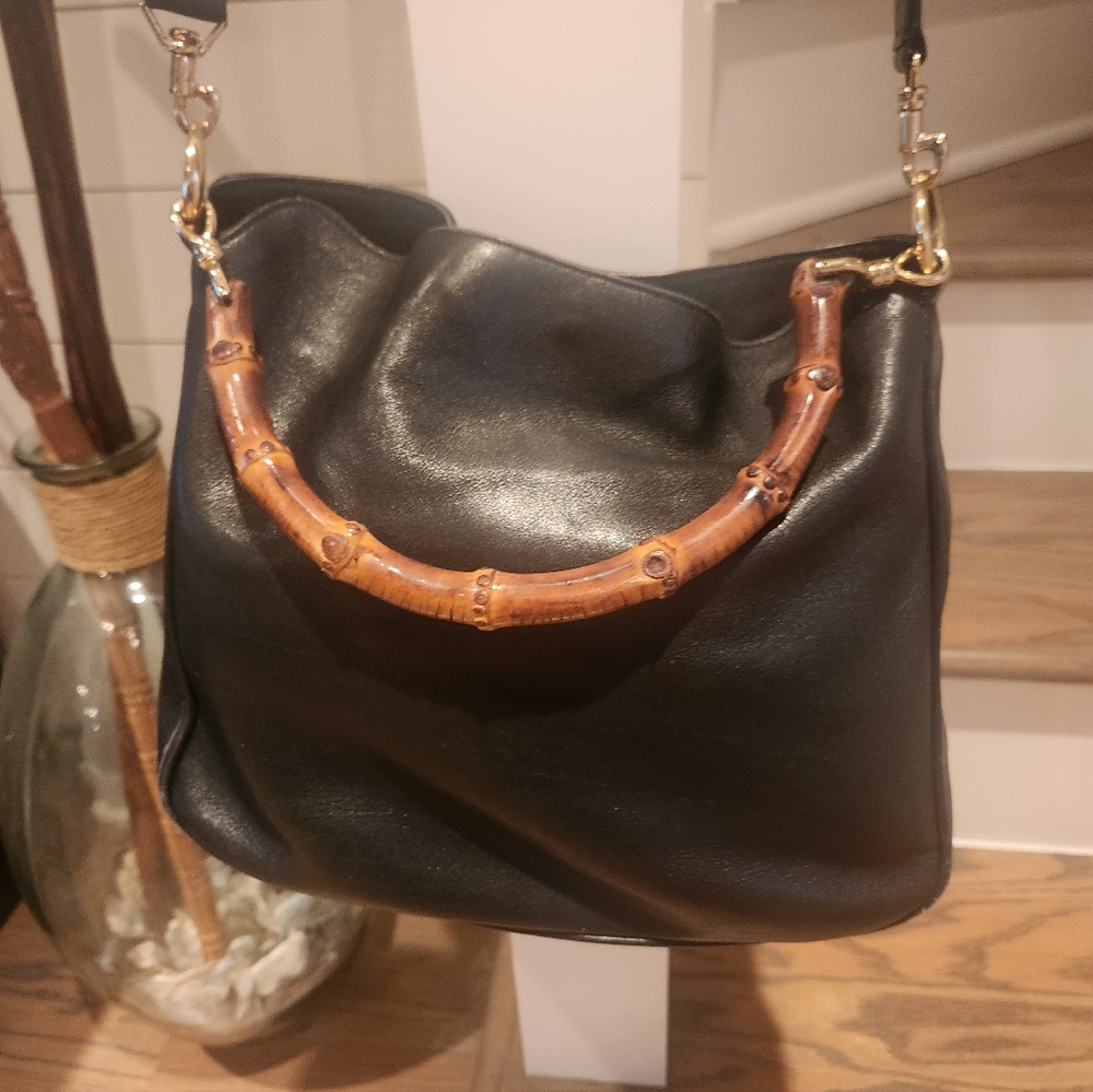 Gucci Diana Bamboo Handle Leather Bag / Crossbody And Matching Wallet..
